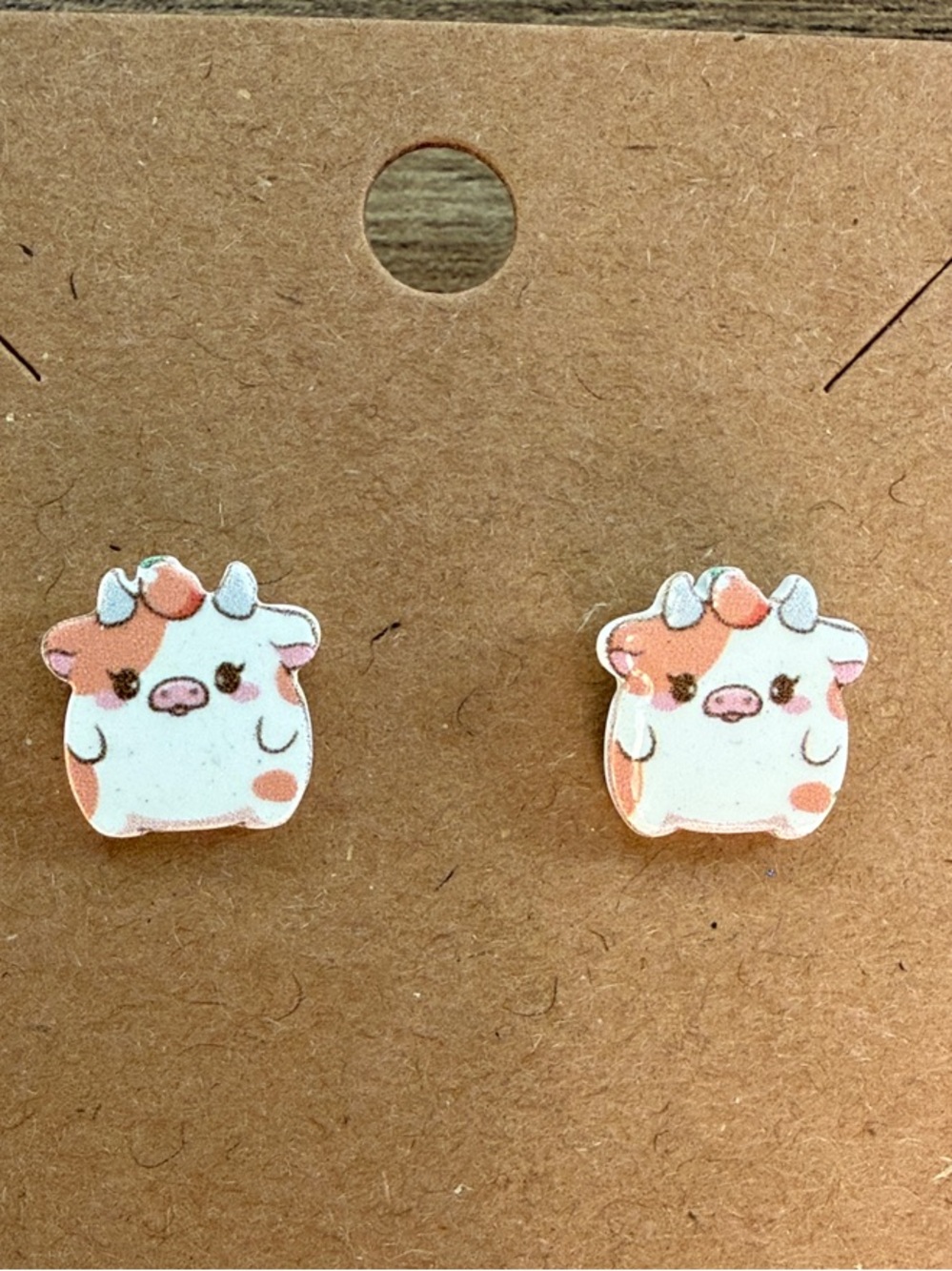 Cow Fruit Resin Stud Nickel Free Earrings NEW PICK ONE Banana Peach Lemon ETC - Picture 8 of 10
